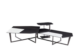 modern luxury style coffee table sets with metal legs for living room furniture